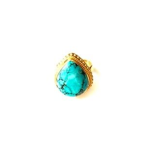 Brand New 18k Gold Plated Sterling Silver Turquoise Ring
